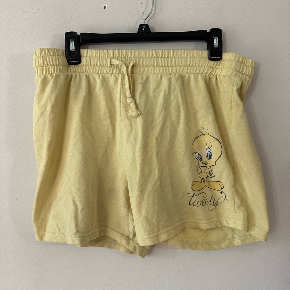 Vintage y2k Space Jam yellow graphic high Waisted shorts Sz S